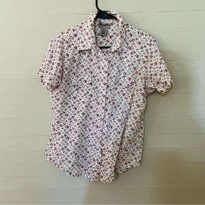 Wrangler White and Red Floral Button Down Shirt